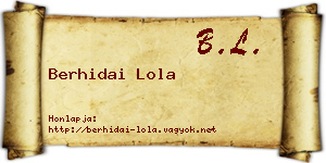 Berhidai Lola névjegykártya